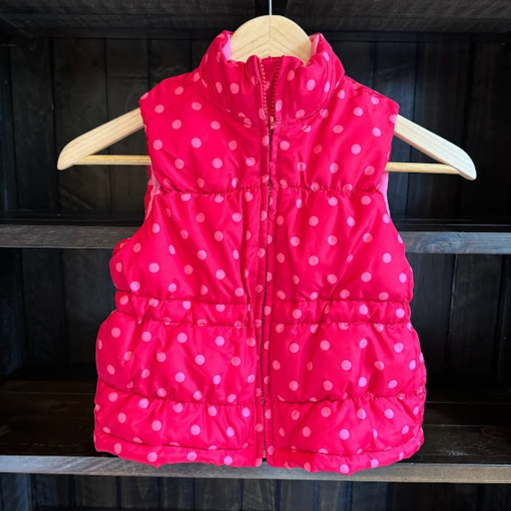 Girl's polka dot puffer vest